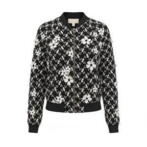 Michael Kors Black and White Floral Jacket